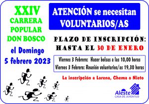 SE NECESITAN VOLUNTARIOS CARRERA 5 FEBRER